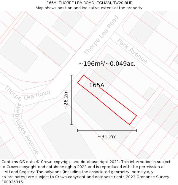 165A, THORPE LEA ROAD, EGHAM, TW20 8HP: Plot and title map