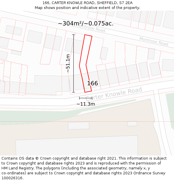 166, CARTER KNOWLE ROAD, SHEFFIELD, S7 2EA: Plot and title map