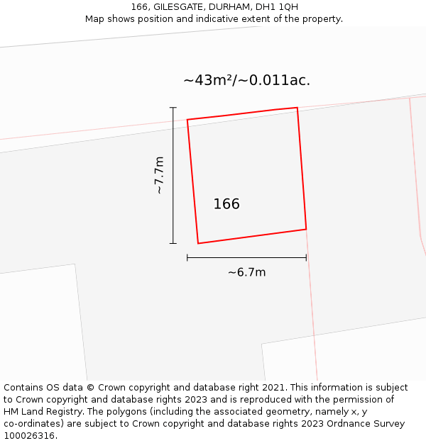 166, GILESGATE, DURHAM, DH1 1QH: Plot and title map