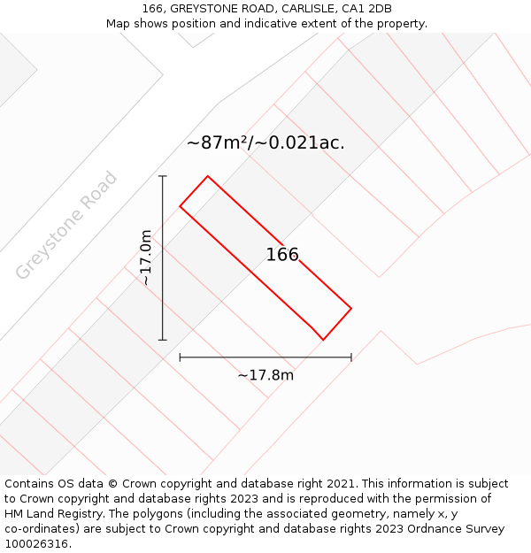 166, GREYSTONE ROAD, CARLISLE, CA1 2DB: Plot and title map