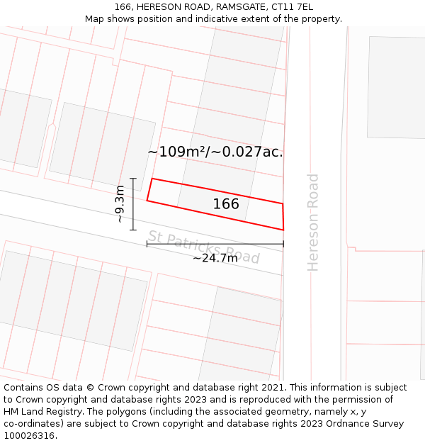 166, HERESON ROAD, RAMSGATE, CT11 7EL: Plot and title map