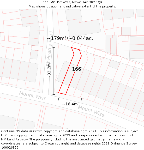 166, MOUNT WISE, NEWQUAY, TR7 1QP: Plot and title map