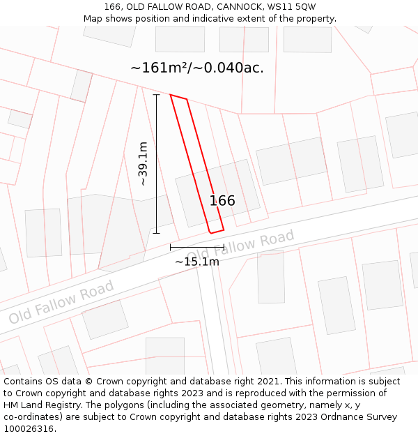 166, OLD FALLOW ROAD, CANNOCK, WS11 5QW: Plot and title map