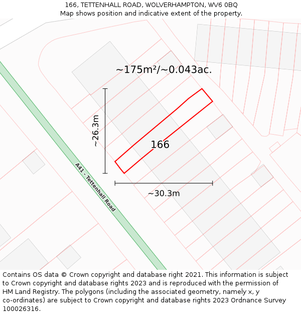 166, TETTENHALL ROAD, WOLVERHAMPTON, WV6 0BQ: Plot and title map