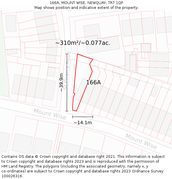 166A, MOUNT WISE, NEWQUAY, TR7 1QP: Plot and title map