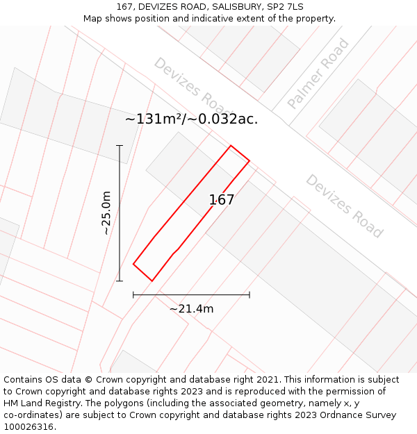 167, DEVIZES ROAD, SALISBURY, SP2 7LS: Plot and title map