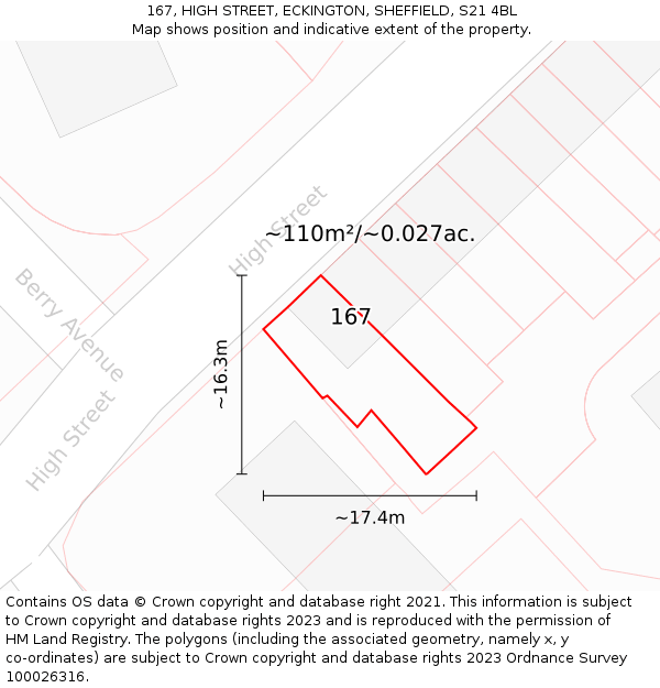 167, HIGH STREET, ECKINGTON, SHEFFIELD, S21 4BL: Plot and title map
