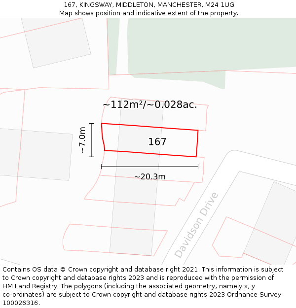 167, KINGSWAY, MIDDLETON, MANCHESTER, M24 1UG: Plot and title map