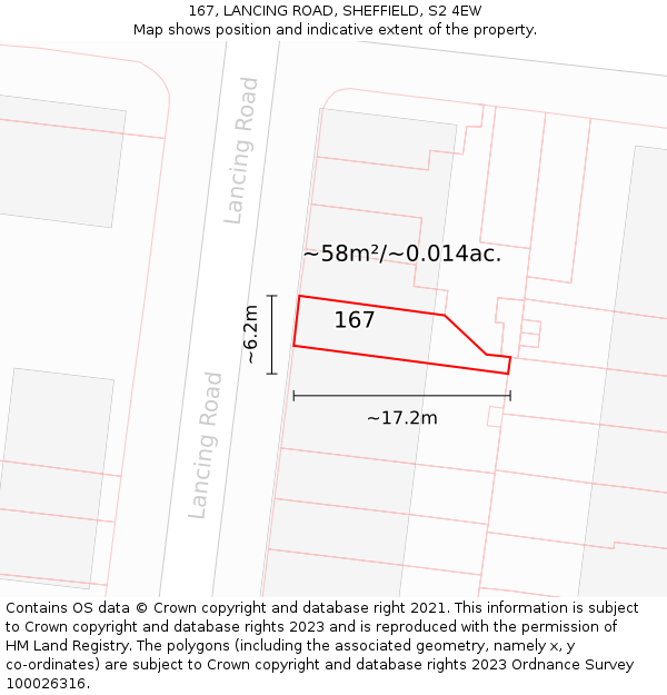 167, LANCING ROAD, SHEFFIELD, S2 4EW: Plot and title map