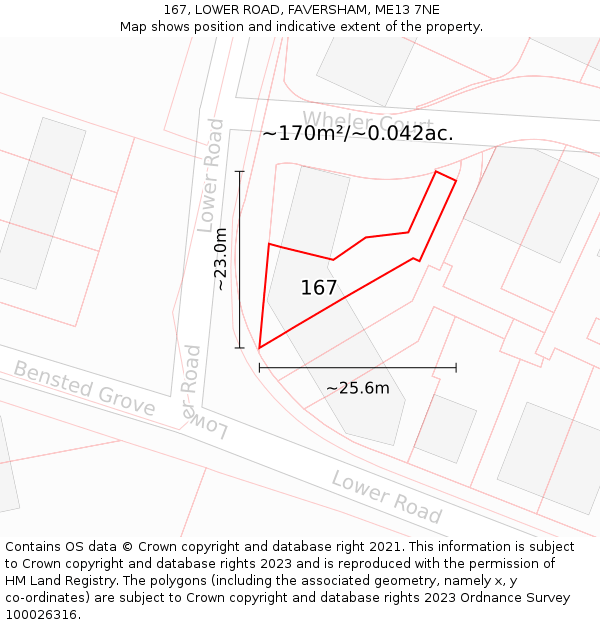 167, LOWER ROAD, FAVERSHAM, ME13 7NE: Plot and title map