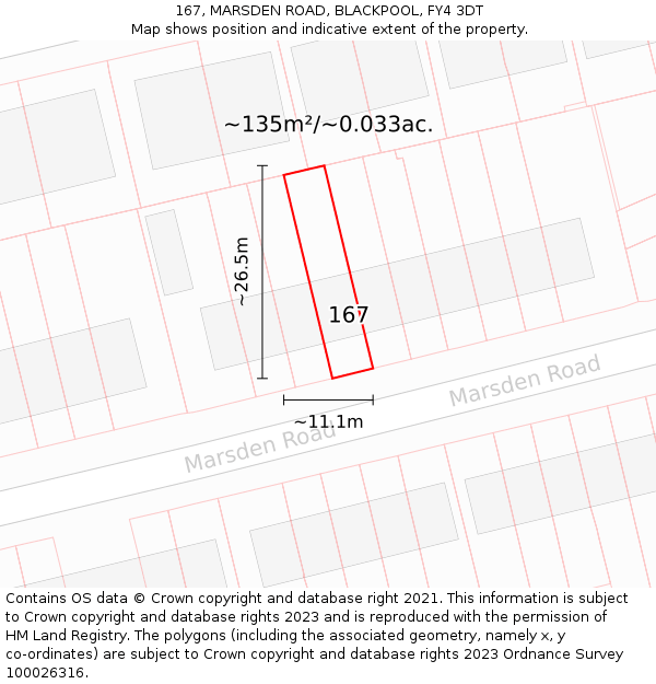 167, MARSDEN ROAD, BLACKPOOL, FY4 3DT: Plot and title map