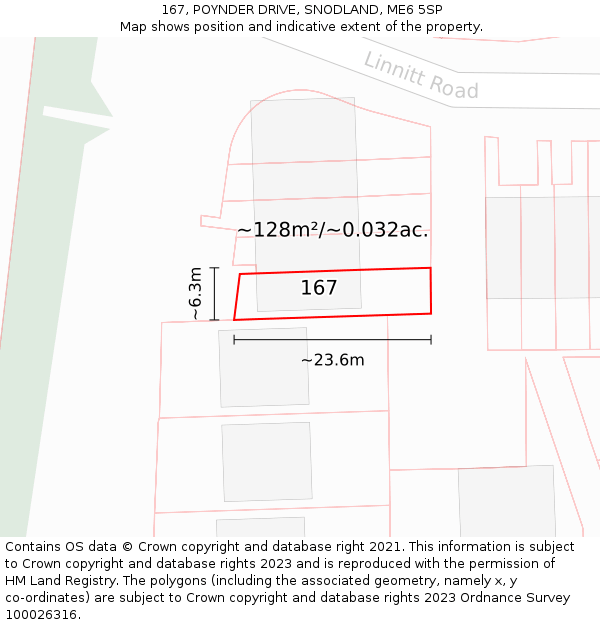 167, POYNDER DRIVE, SNODLAND, ME6 5SP: Plot and title map