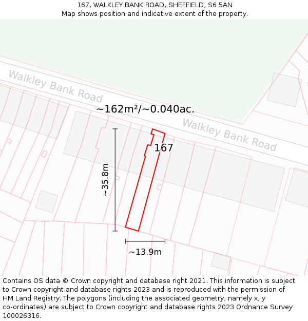 167, WALKLEY BANK ROAD, SHEFFIELD, S6 5AN: Plot and title map