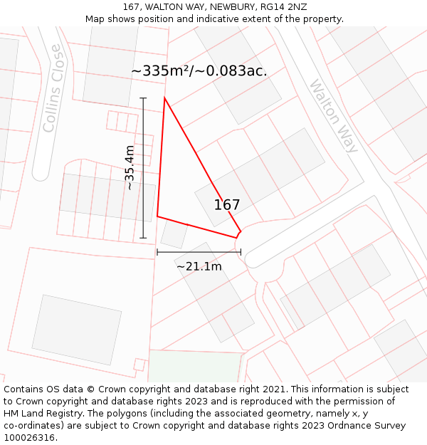 167, WALTON WAY, NEWBURY, RG14 2NZ: Plot and title map