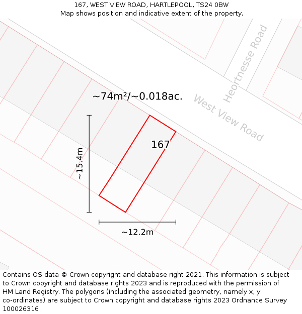 167, WEST VIEW ROAD, HARTLEPOOL, TS24 0BW: Plot and title map
