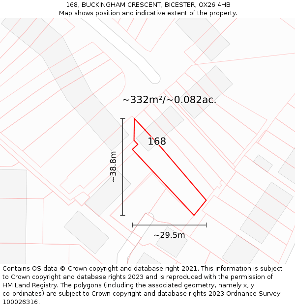 168, BUCKINGHAM CRESCENT, BICESTER, OX26 4HB: Plot and title map