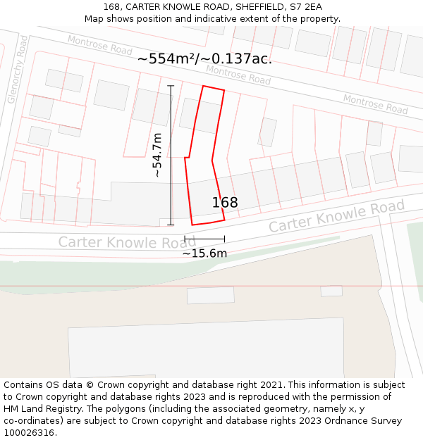 168, CARTER KNOWLE ROAD, SHEFFIELD, S7 2EA: Plot and title map