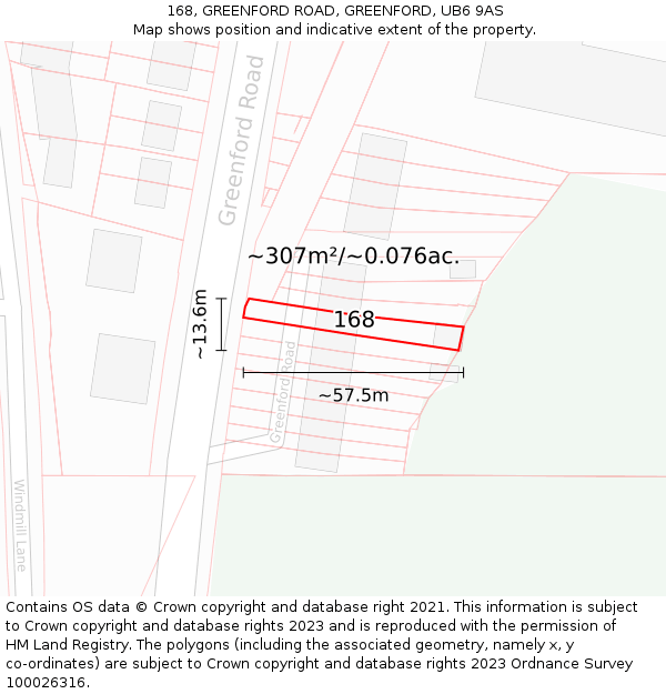 168, GREENFORD ROAD, GREENFORD, UB6 9AS: Plot and title map