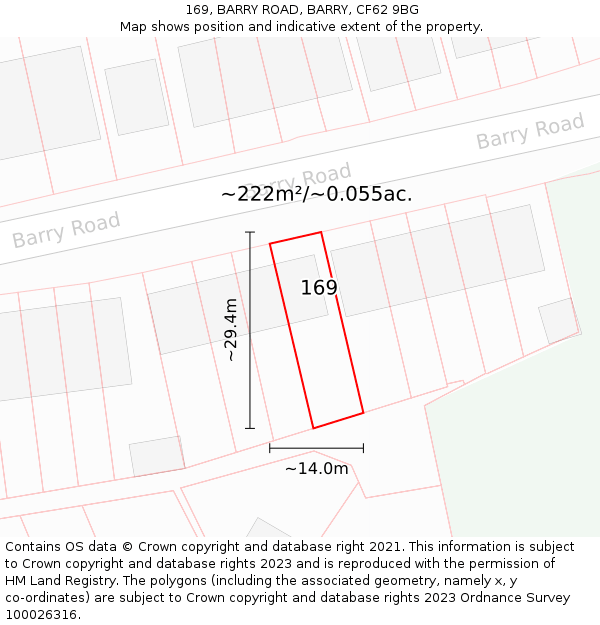 169, BARRY ROAD, BARRY, CF62 9BG: Plot and title map