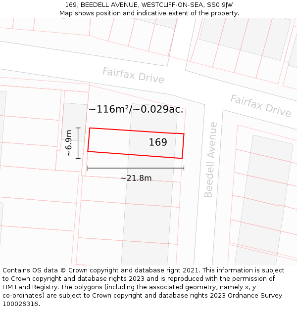 169, BEEDELL AVENUE, WESTCLIFF-ON-SEA, SS0 9JW: Plot and title map