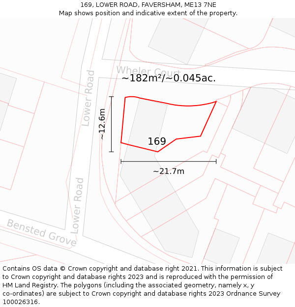 169, LOWER ROAD, FAVERSHAM, ME13 7NE: Plot and title map