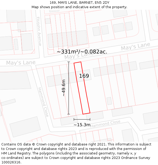 169, MAYS LANE, BARNET, EN5 2DY: Plot and title map