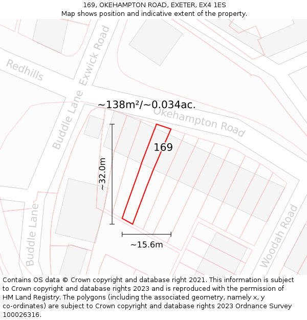 169, OKEHAMPTON ROAD, EXETER, EX4 1ES: Plot and title map