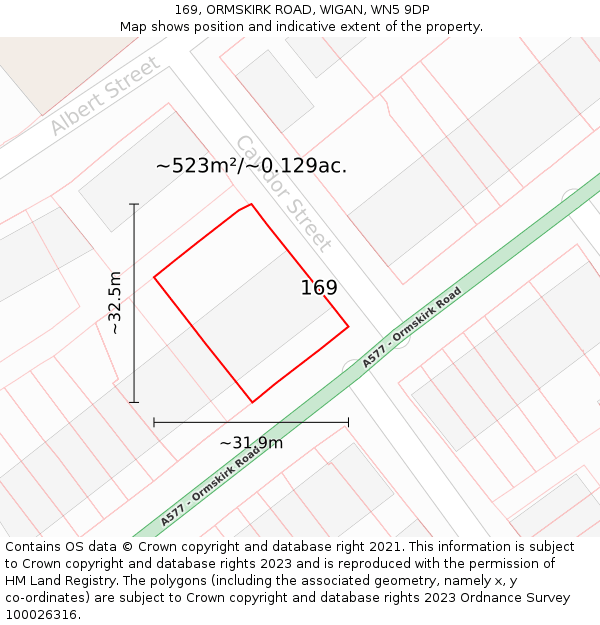 169, ORMSKIRK ROAD, WIGAN, WN5 9DP: Plot and title map