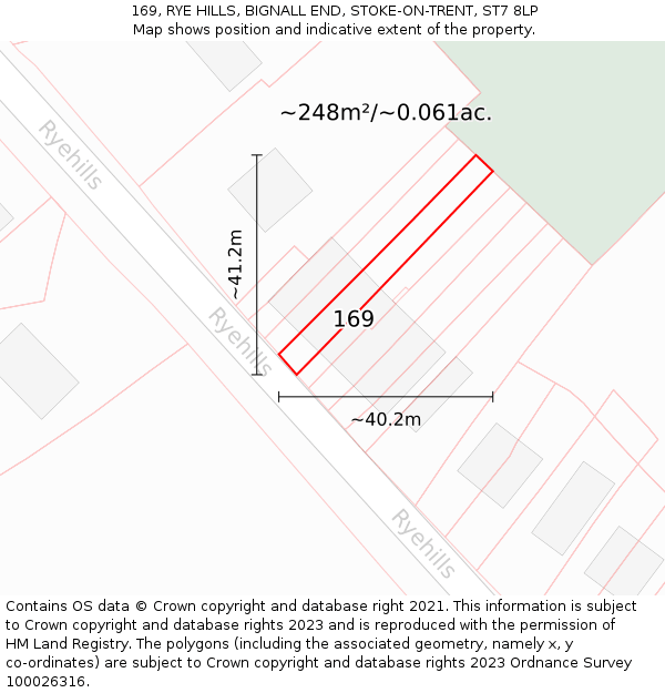 169, RYE HILLS, BIGNALL END, STOKE-ON-TRENT, ST7 8LP: Plot and title map