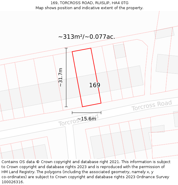 169, TORCROSS ROAD, RUISLIP, HA4 0TG: Plot and title map