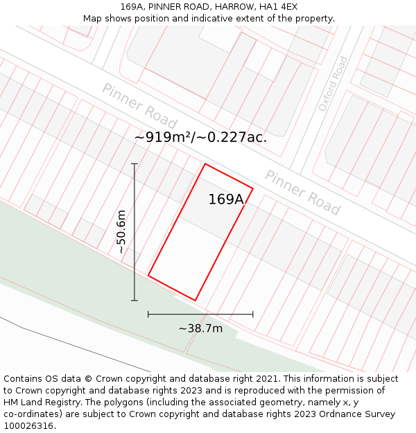 169A, PINNER ROAD, HARROW, HA1 4EX: Plot and title map