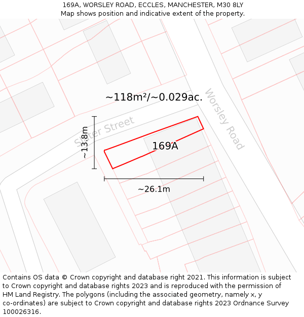 169A, WORSLEY ROAD, ECCLES, MANCHESTER, M30 8LY: Plot and title map