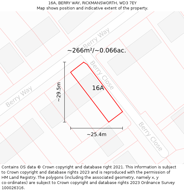 16A, BERRY WAY, RICKMANSWORTH, WD3 7EY: Plot and title map