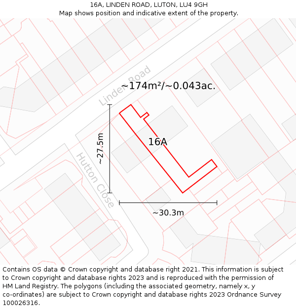 16A, LINDEN ROAD, LUTON, LU4 9GH: Plot and title map