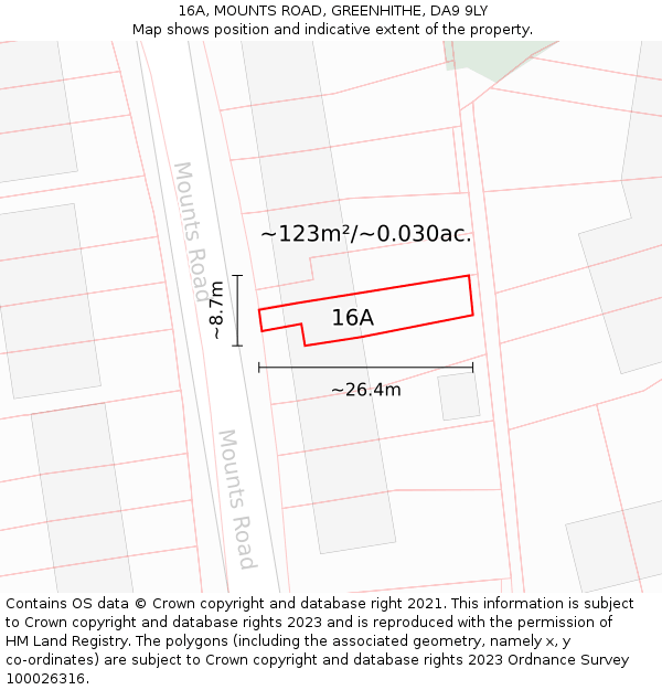 16A, MOUNTS ROAD, GREENHITHE, DA9 9LY: Plot and title map
