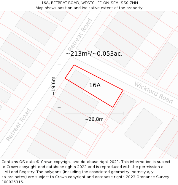 16A, RETREAT ROAD, WESTCLIFF-ON-SEA, SS0 7NN: Plot and title map