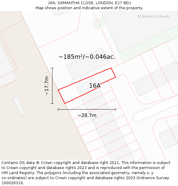 16A, SAMANTHA CLOSE, LONDON, E17 8EU: Plot and title map