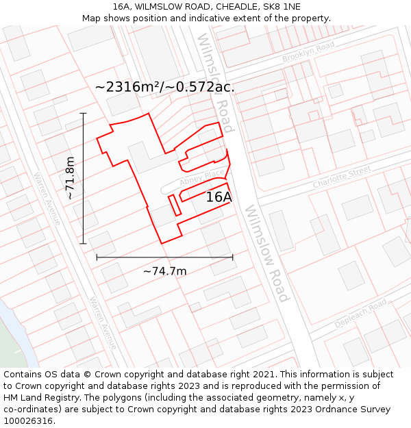 16A, WILMSLOW ROAD, CHEADLE, SK8 1NE: Plot and title map