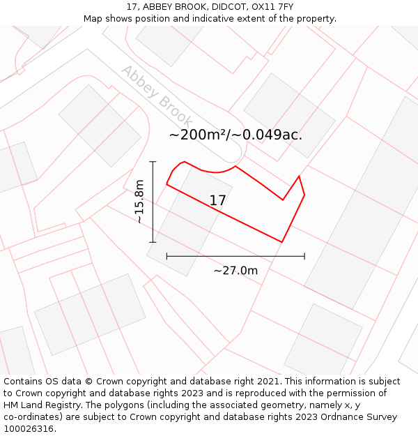 17, ABBEY BROOK, DIDCOT, OX11 7FY: Plot and title map