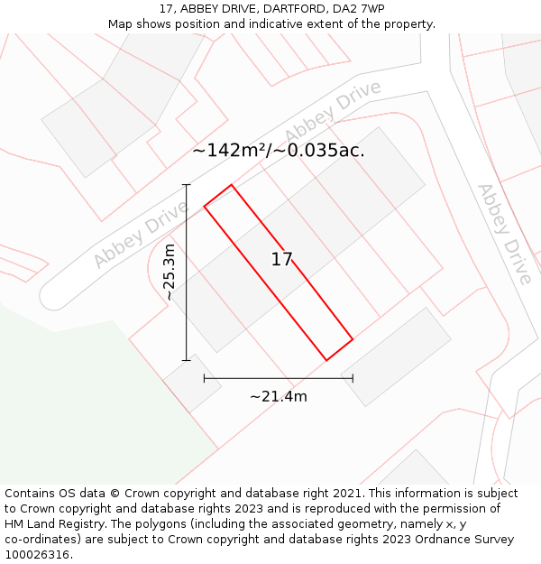 17, ABBEY DRIVE, DARTFORD, DA2 7WP: Plot and title map