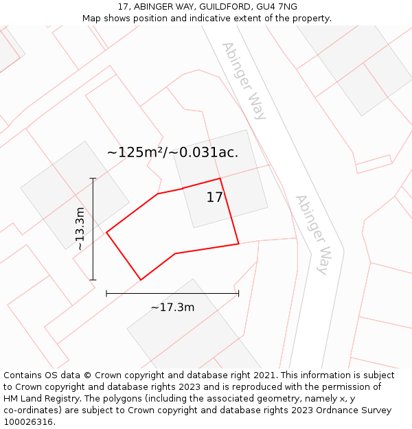 17, ABINGER WAY, GUILDFORD, GU4 7NG: Plot and title map