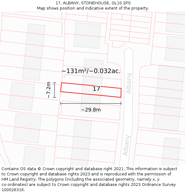 17, ALBANY, STONEHOUSE, GL10 2PS: Plot and title map