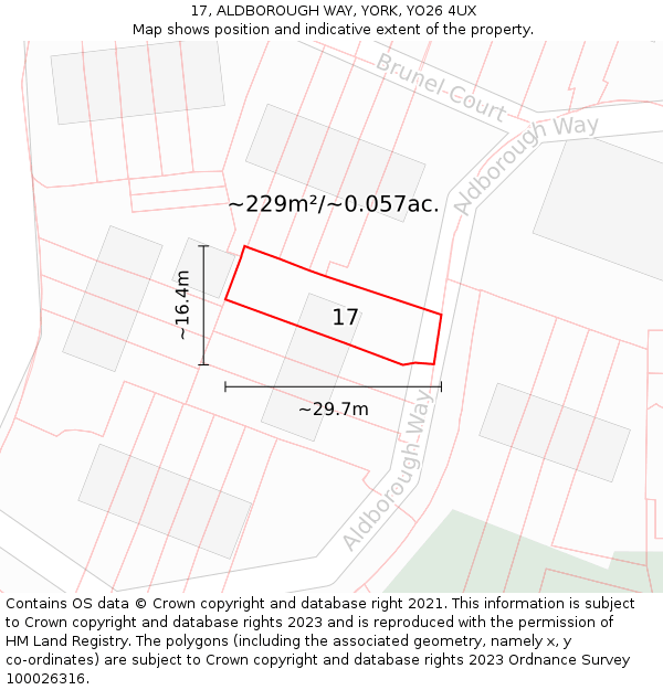 17, ALDBOROUGH WAY, YORK, YO26 4UX: Plot and title map