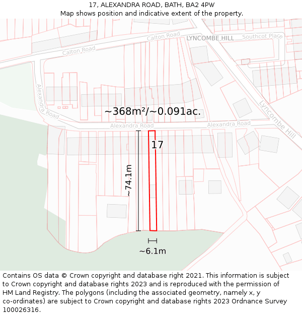 17, ALEXANDRA ROAD, BATH, BA2 4PW: Plot and title map