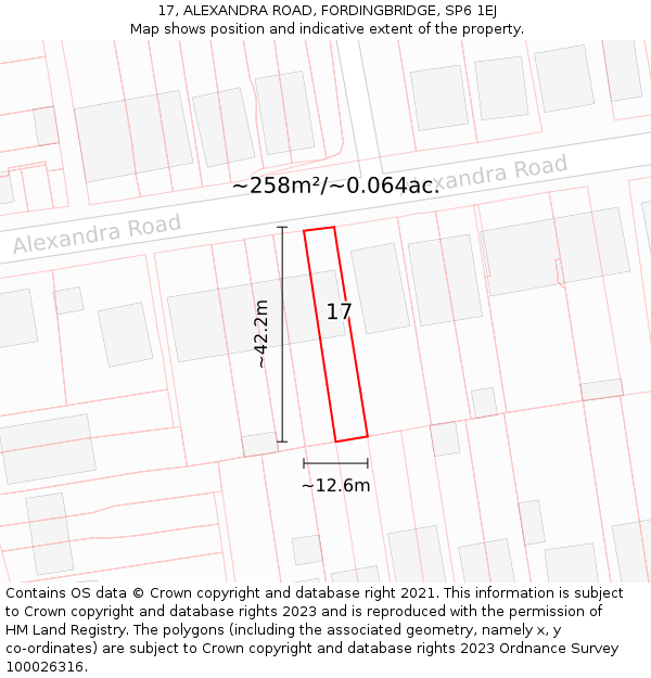 17, ALEXANDRA ROAD, FORDINGBRIDGE, SP6 1EJ: Plot and title map
