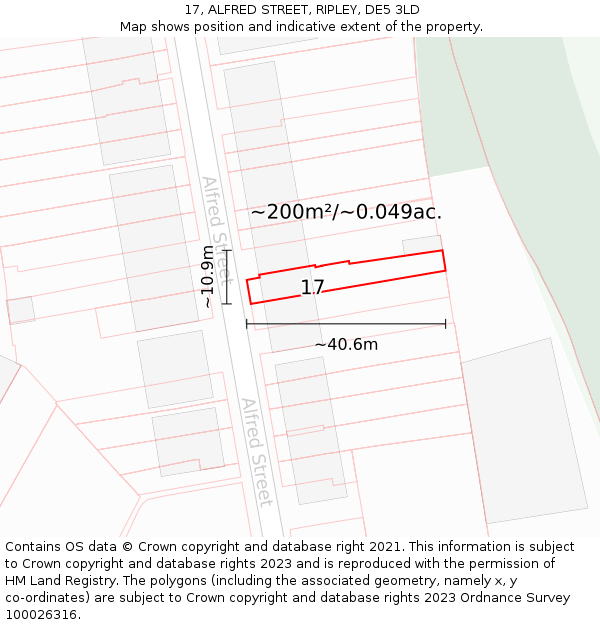 17, ALFRED STREET, RIPLEY, DE5 3LD: Plot and title map