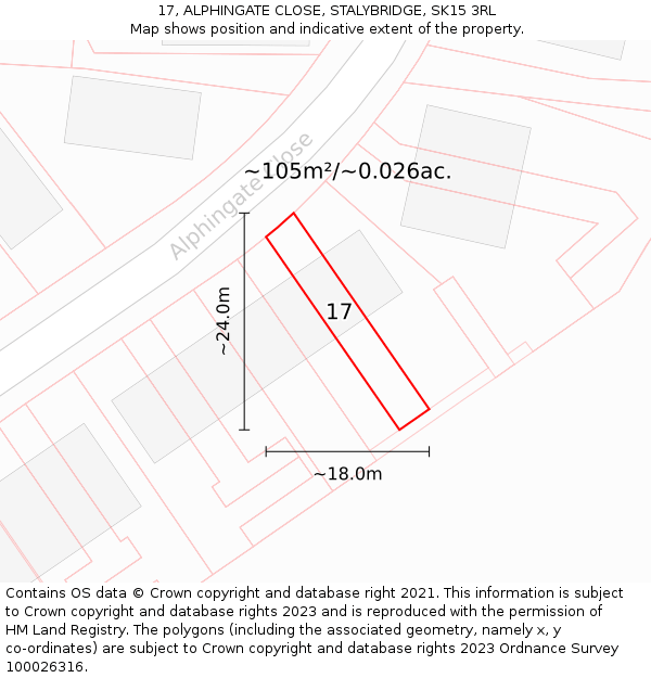 17, ALPHINGATE CLOSE, STALYBRIDGE, SK15 3RL: Plot and title map