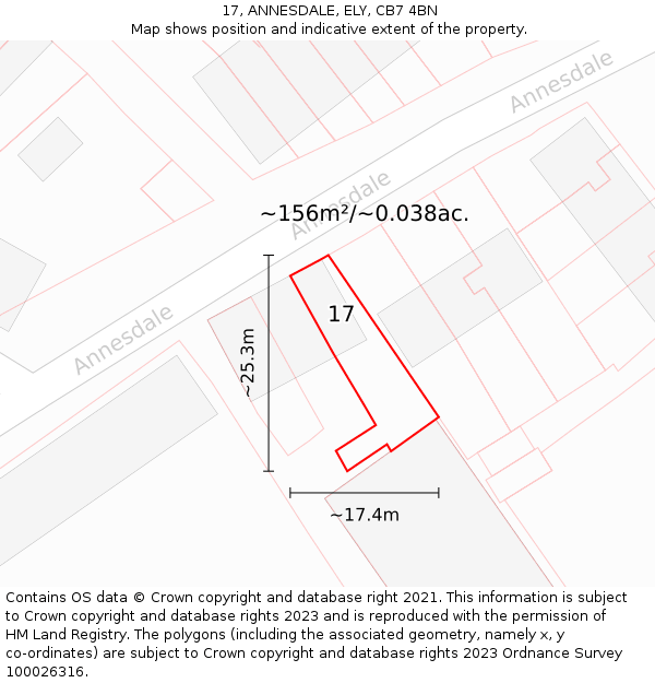 17, ANNESDALE, ELY, CB7 4BN: Plot and title map