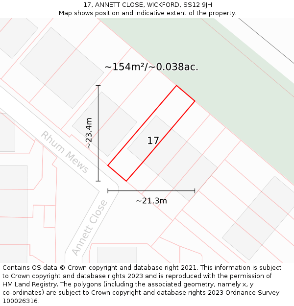 17, ANNETT CLOSE, WICKFORD, SS12 9JH: Plot and title map
