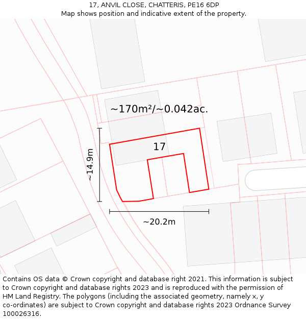 17, ANVIL CLOSE, CHATTERIS, PE16 6DP: Plot and title map